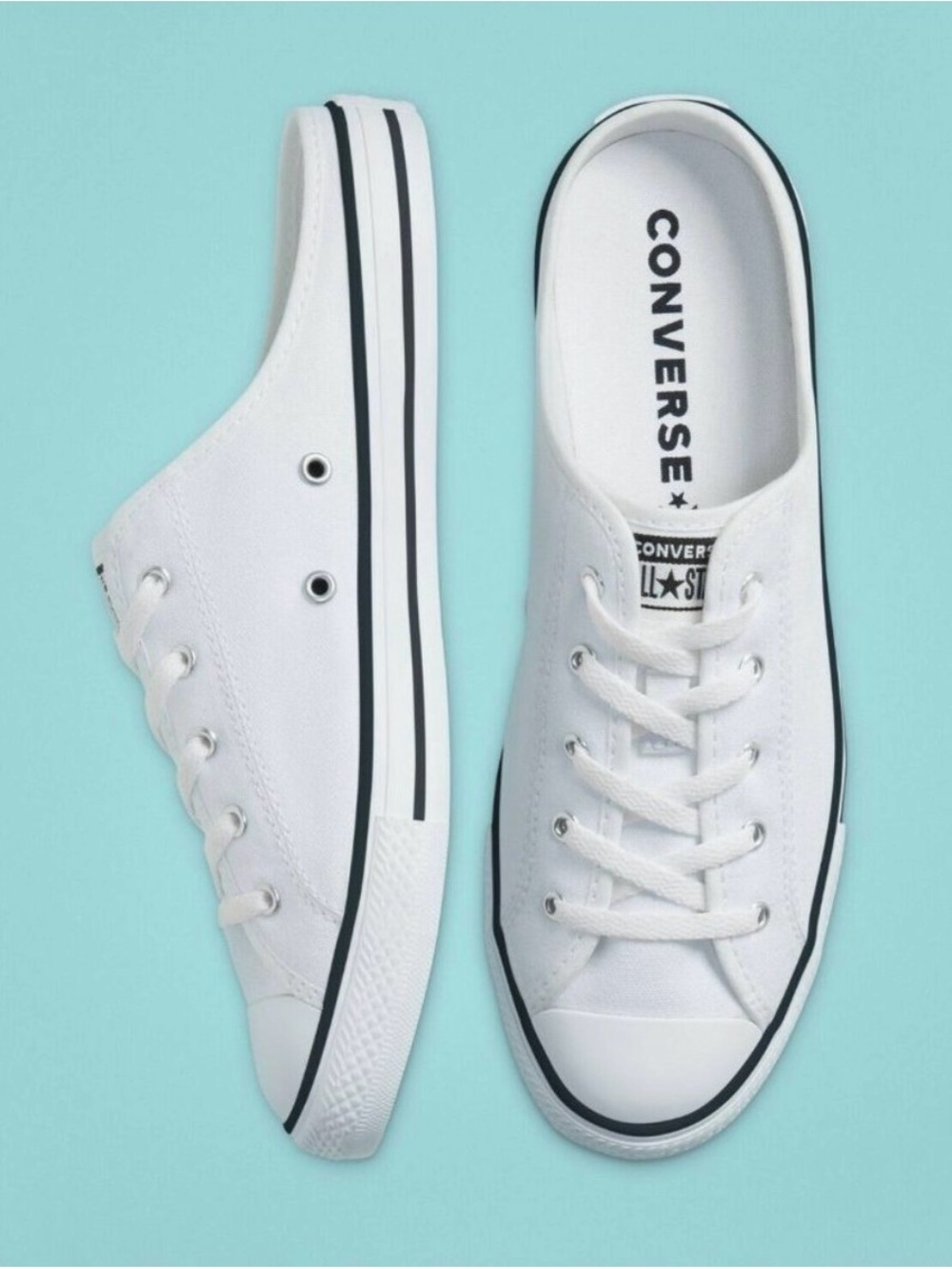 Converse White Low Top Canvas Sneakers with Black Trim